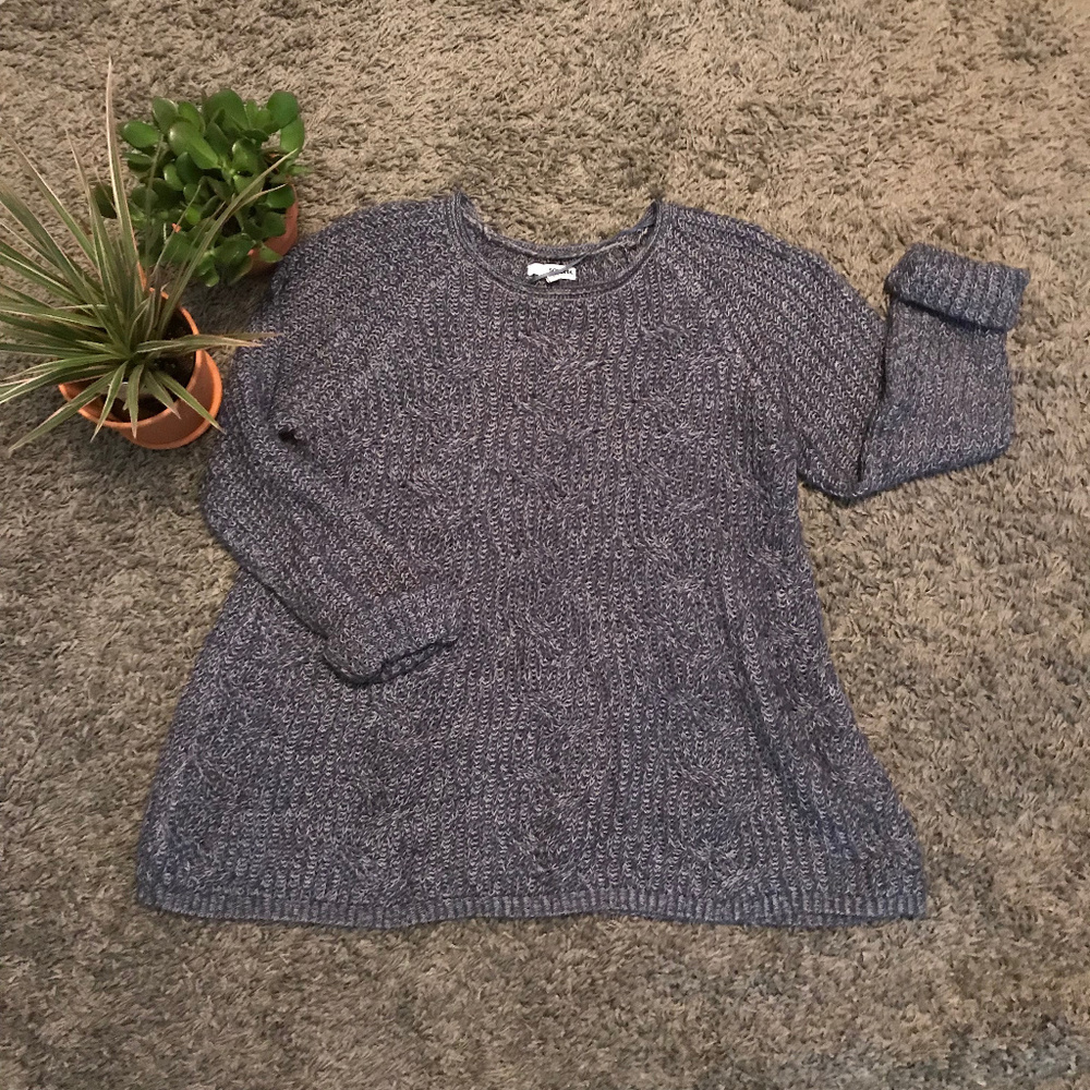 Blue Chunky Tunic Sweater
